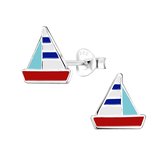 Joy|S - Zilveren Boot oorbellen - zeilboot - type 2