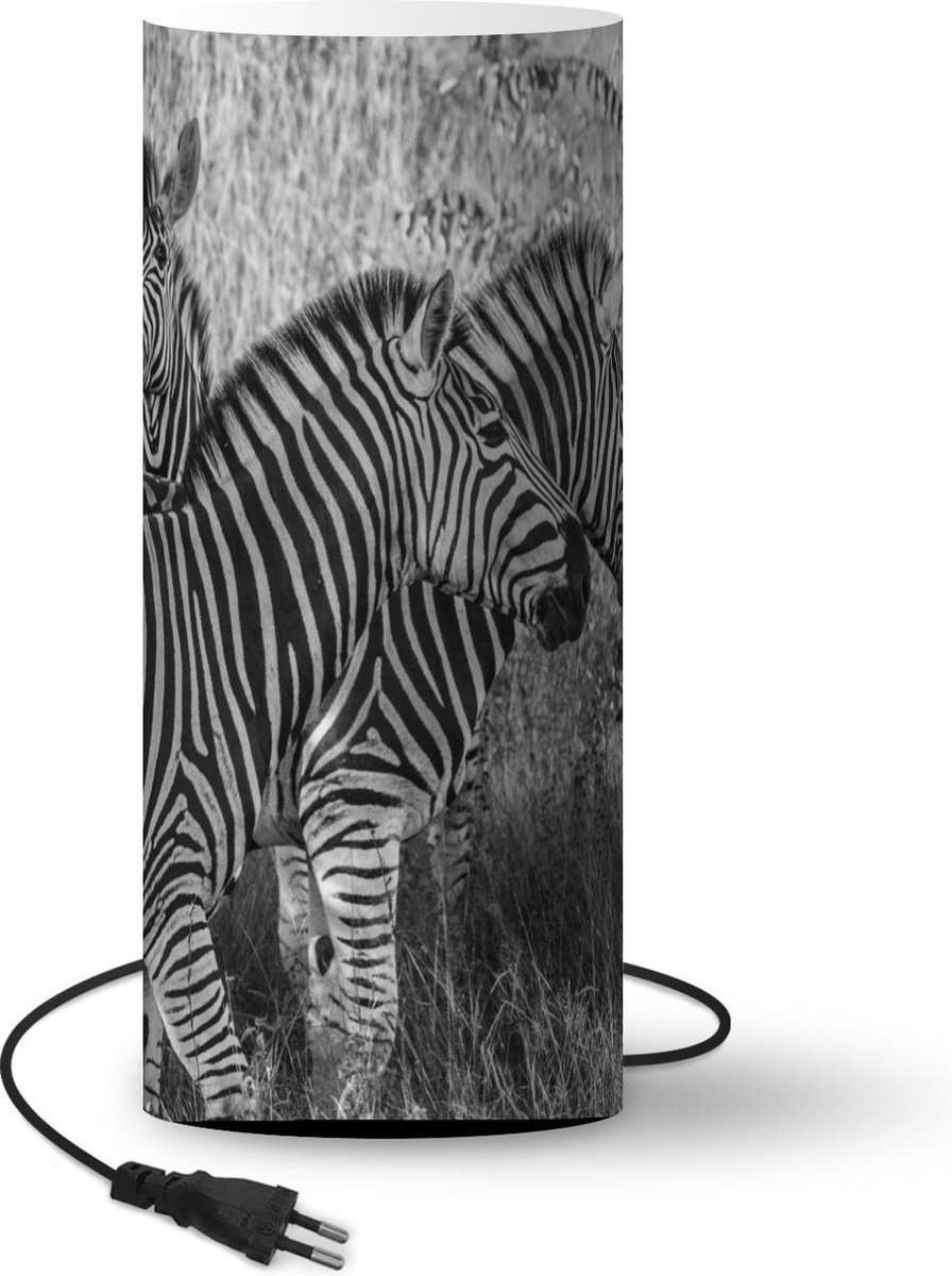 Lamp - Nachtlampje - Tafellamp slaapkamer - Drie grazende zebra's - 33 cm hoog - Ø14.3 cm - Inclusief LED lamp