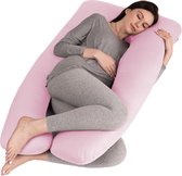 Litollo® Zwangerschapskussen XXL - Voedingskussen - Lichaamskussen - Body pillow - 280cm - Afneembare hoes - Roze