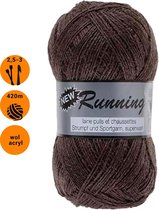 New Running bruin (330) - dunne sokkenwol - scheerwol en polyamide - pendikte 2,5 a 3mm - 1 bol van 100 gram