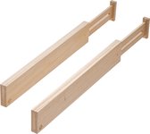 iDesign Ladeverdeler hout verstelbaar  - Hout - Verstelbaar & Duurzaam & Uitschuifbaar - 6,5 cm hoog (set van 2 stuks)