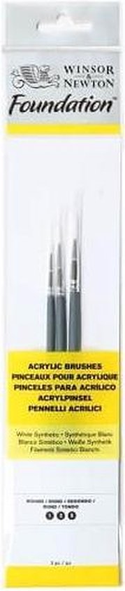 Winsor & Newton Foundation Acrylverf Ronde Penselen Set van 3 - maat 1,3,5