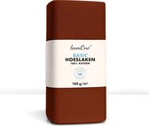 Hoeslaken Loom One – 100% Jersey Katoen – 160x200 cm – épaisseur de matelas jusqu'à 23cm – 160 g/m² – Marron