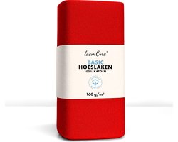 Loom One Hoeslaken – 100% Jersey Katoen – 180x200 cm – tot 25cm matrasdikte– 160 g/m² – Rood