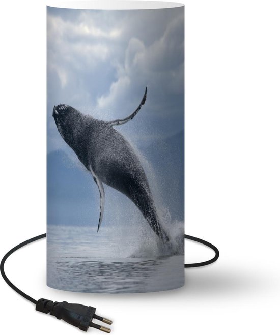 Lamp Walvis - Uit water springende walvis - 33 cm hoog - Ø16 cm - Inclusief  LED lamp | bol.com