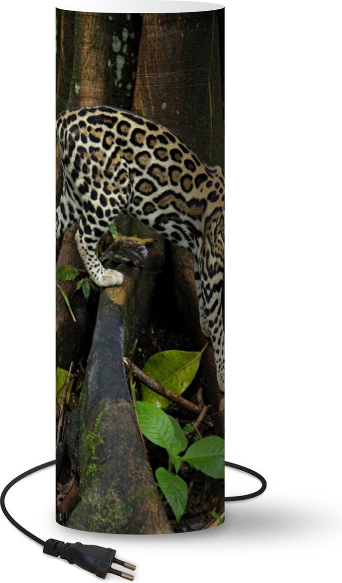 Lamp - Nachtlampje - Tafellamp slaapkamer - Ocelot in de jungle van Costa Rica - 70 cm hoog - Ø22.3 cm - Inclusief LED lamp
