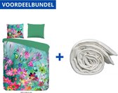 Luxe Zachte Dekbedovertrek Tweepersoons - 200x200/220cm - Inclusief 2 Kussenslopen - 100% Versterkt Katoen - Belle + Wasbaar Microfiber Dekbed - 200x220cm - Wit