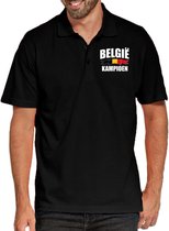 Belgie kampioen supporter poloshirt op borst zwart voor heren - EK/ WK poloshirt / outfit 2XL