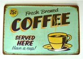 Fresh Brewed Coffee Metalen Bord 20 x 30 cm