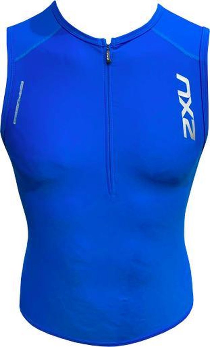 2XU Compression - Sportshirt - Triathlon - Singlet - Heren - Blauw - Maat S