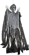 Halloween - Horror hangdecoratie spook/geest/skelet pop grijs 90 cm - Halloween decoratie poppen