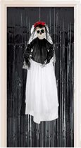 Halloween - Horror decoratie pakket hangende skelet geest pop Spaanse bruid met zwart deurgordijn - Halloween thema versiering