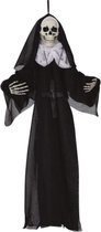 Halloween - Horror decoratie hangend skelet non 50 cm - Halloween thema versiering nonnen poppen