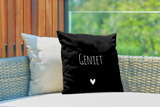 Tuinkussen - Spreuken - Quotes - Geniet - 40x40 cm - Weerbestendig