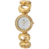 Mooi goudkleurig armband horloge van Q&Q model f341j001y 3 atm waterdicht en nikkelvrij