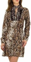 dieren print jurk met lange mouwen S/36
