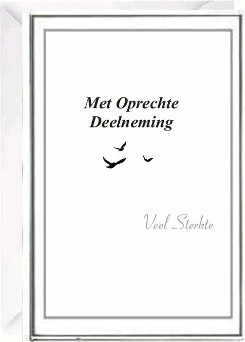 Premium Cadebo Luxe Condoleance kaart - Rouwkaart - Sterktekaart - Met Oprechte Deelneming - Gevouwen kaart met envelop - 17x12cm