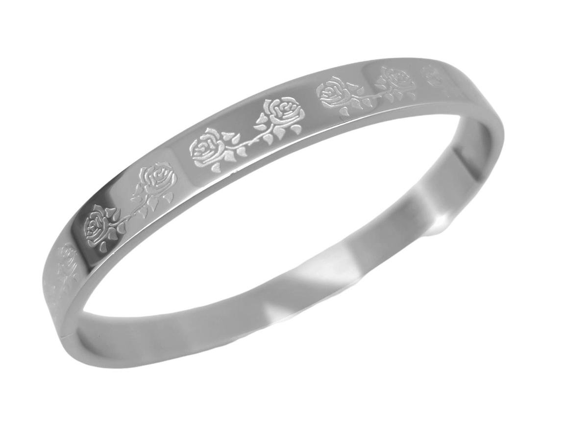 Stijlvolle dames - Armband met rozen - motief - maat 18 tot 21 cm - Zilverkleur - Gepolijst Stainless Steel