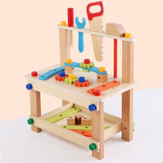 Afbeelding van het spel Nixnix - Zelf bouw werkbank - Kinder speelgoed - Educatief - Speel bank - Hout - Cadeautip