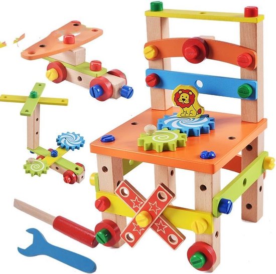 Thumbnail van een extra afbeelding van het spel Nixnix - Zelf bouw stoel - Kinder speelgoed - Educatief - Speel stoel - Hout - Cadeautip