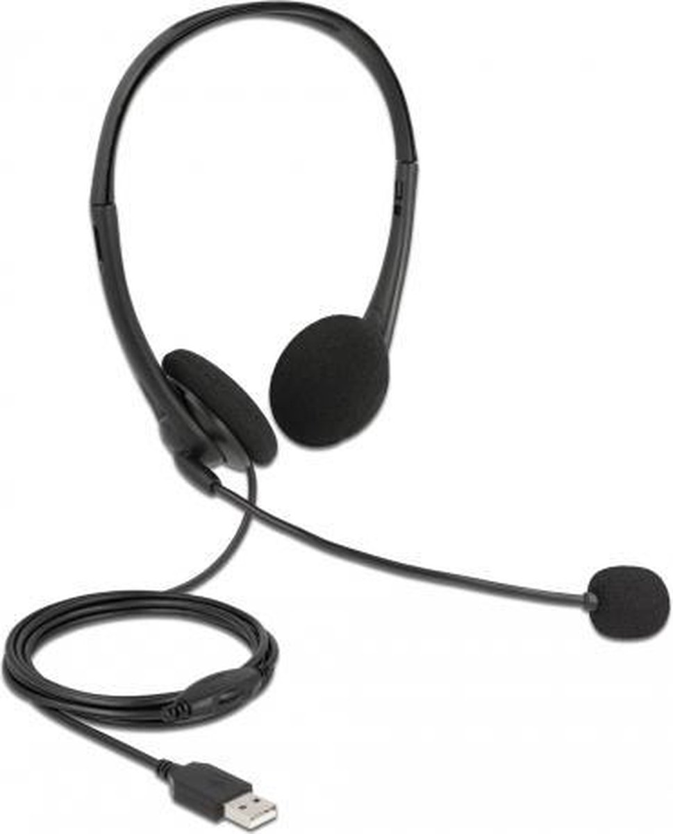 DeLOCK 27179 hoofdtelefoon/headset Bedraad Hoofdband Kantoor/callcenter USB Type-A Zwart