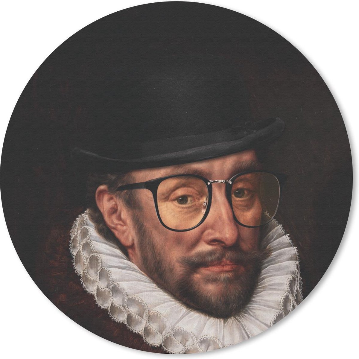 Muismat rond 40x40 cm - Mousepad Willem van Oranje - Kunst - Bril - Ronde muismatten