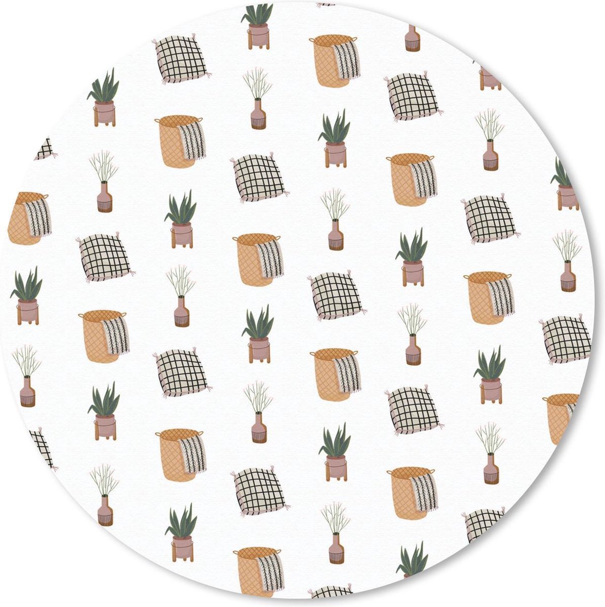 Muismat rond 40x40 cm - Mousepad Woonkamer - Patroon - Voorwerpen - Ronde muismatten