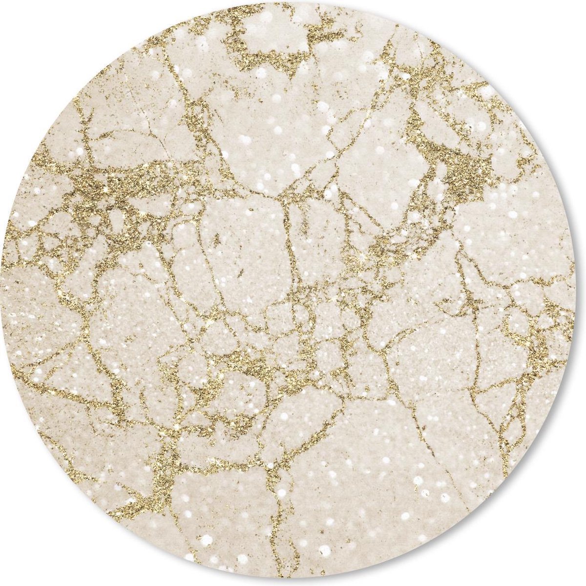 Muismat rond 50x50 cm - Mousepad Marmer - Goud - Glitter - Ronde muismatten
