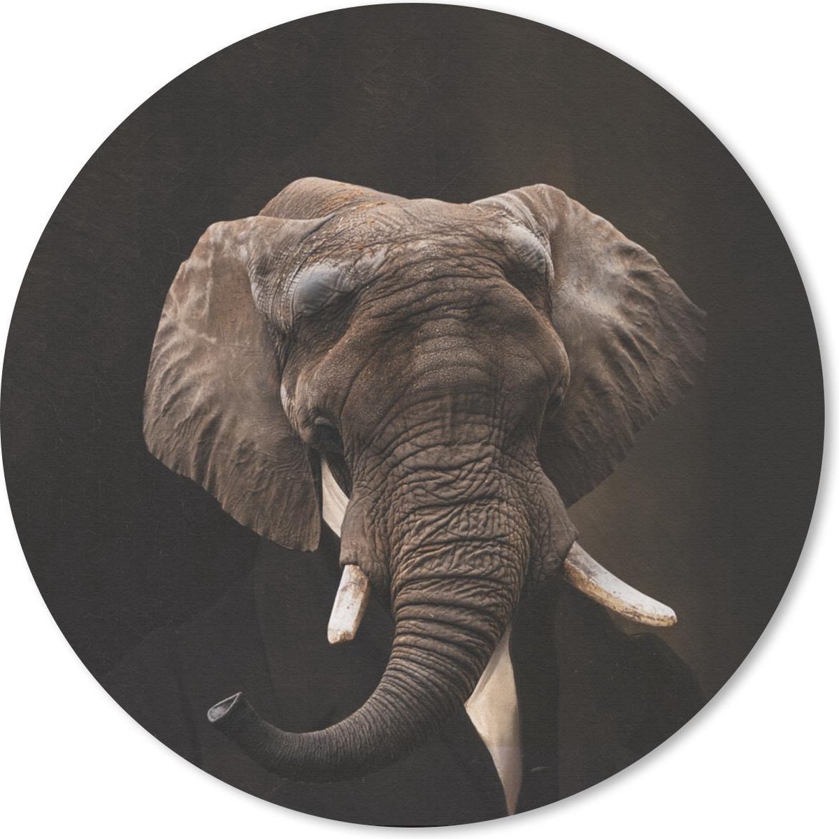 Muismat rond 50x50 cm - Mousepad Portret - Olifant - Kunst - Ronde muismatten