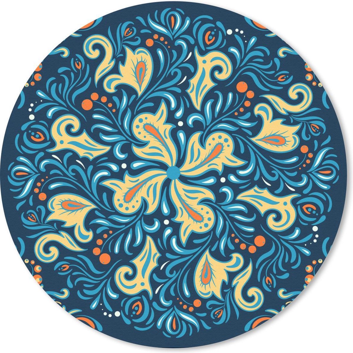 Muismat rond 50x50 cm - Mousepad Bloemblaadjes - Stippen - Rond - Patroon - Ronde muismatten