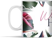 Mok - Welkom Thuis - Bloemen - Roze - 350 ml - Beker