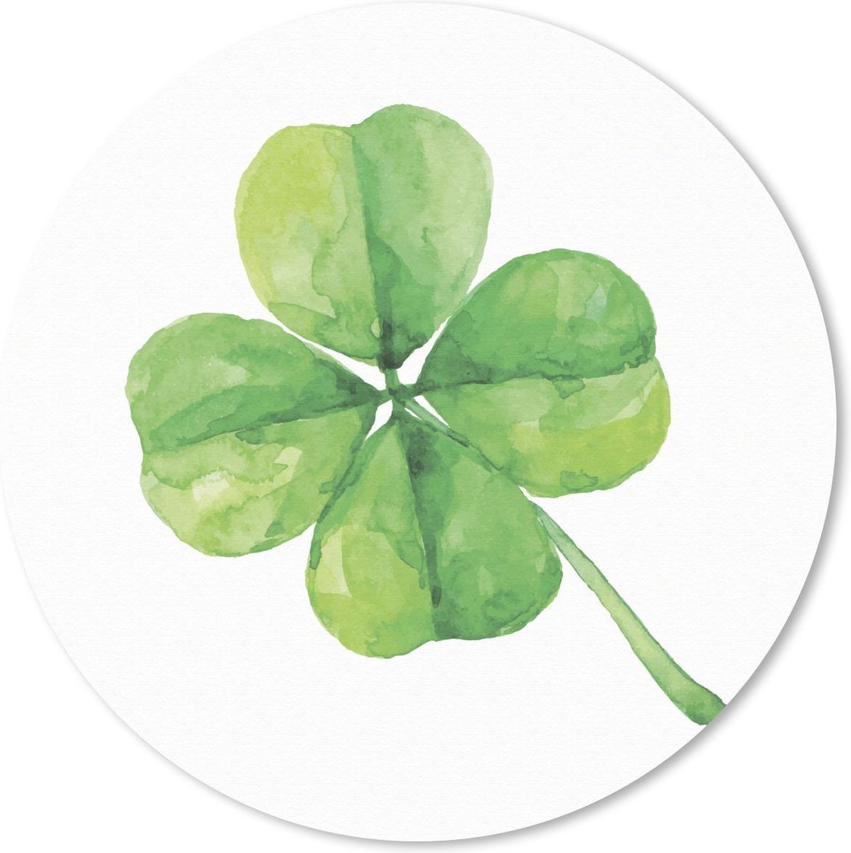 Muismat rond 50x50 cm - Mousepad Klavertje Vier - Waterverf - Plant - Ronde muismatten