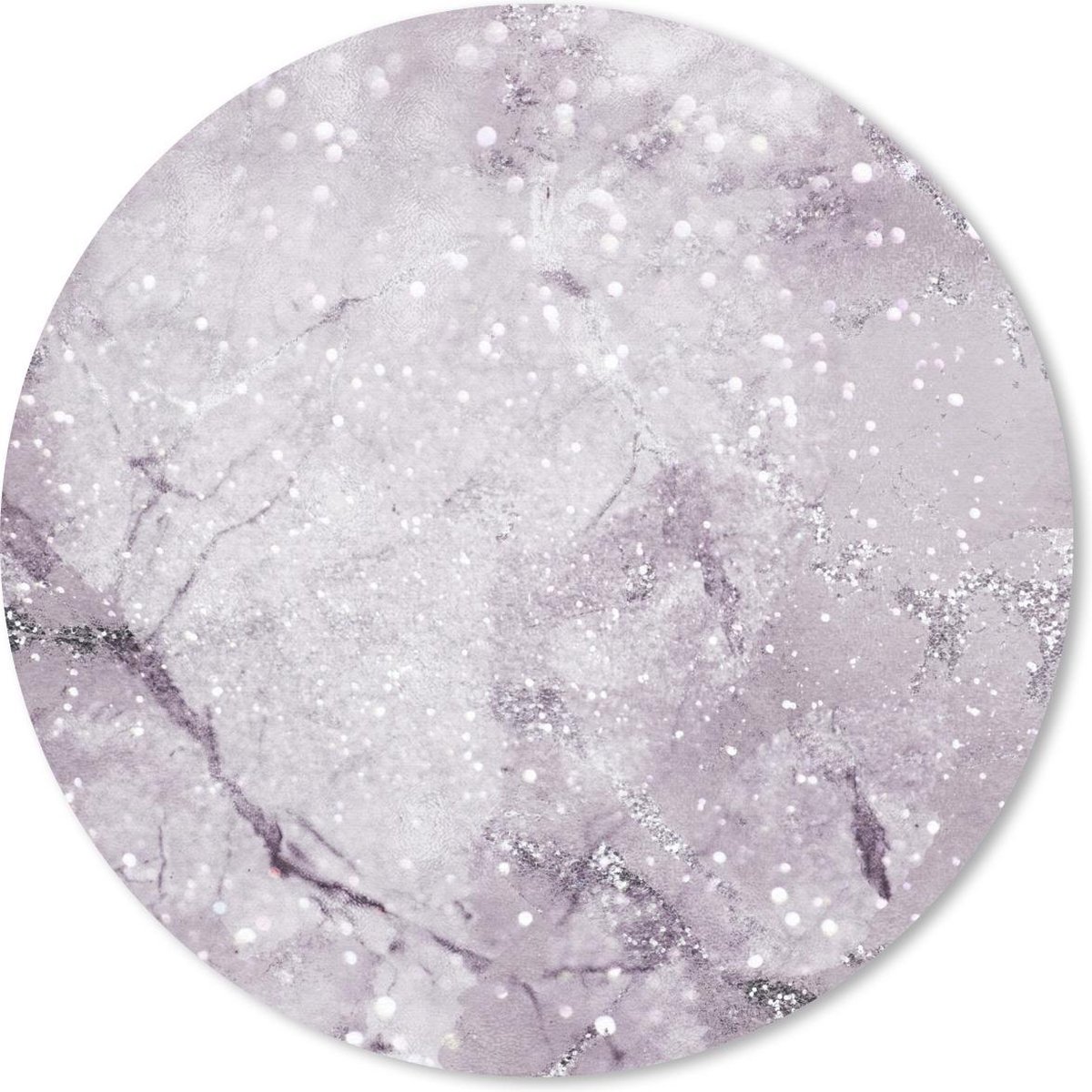 Muismat rond 50x50 cm - Mousepad Marmer - Glitter - Paars - Ronde muismatten