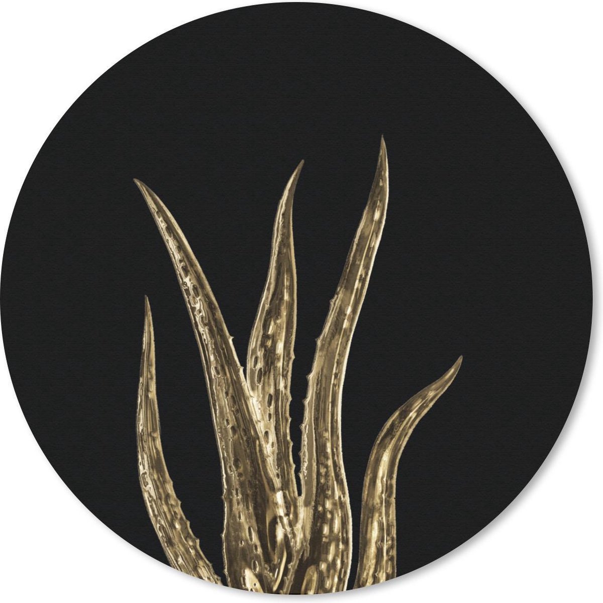 Muismat rond 40x40 cm - Mousepad Aloë Vera - Goud - Blad - Ronde muismatten