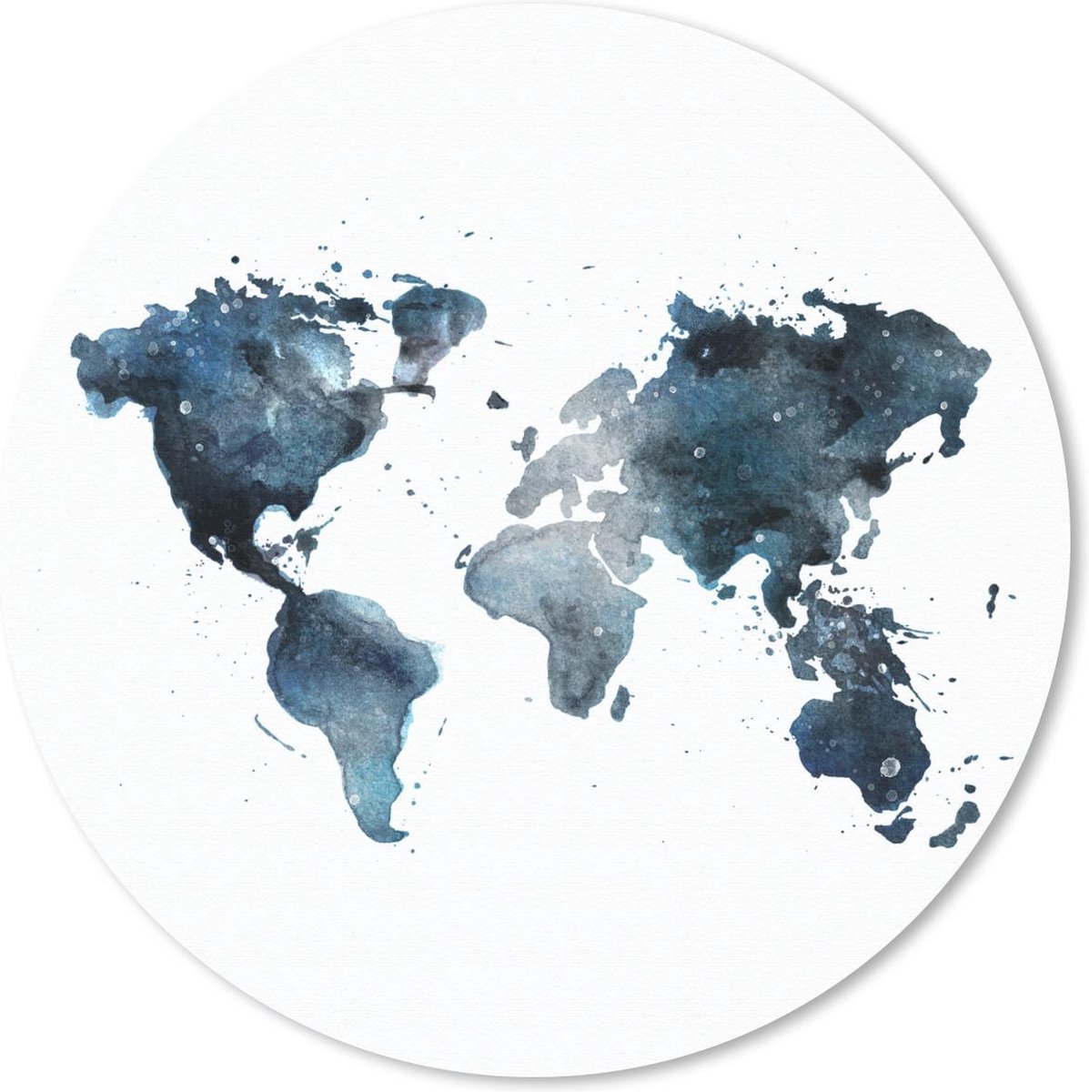 Muismat rond 40x40 cm - Mousepad Wereldkaart - Abstract - Wit - Ronde muismatten