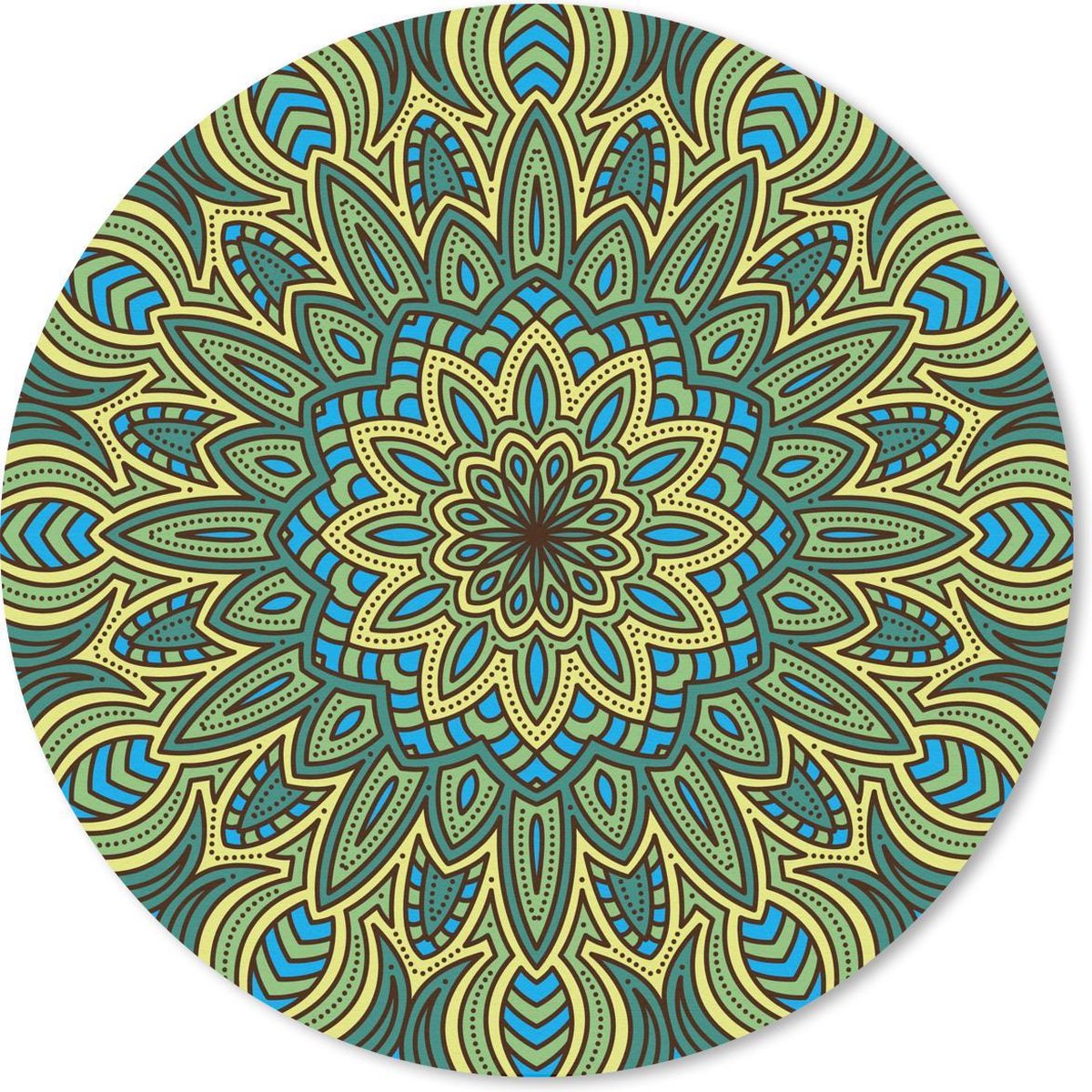 Muismat rond 50x50 cm - Mousepad Mandala met bloemdetails - Ronde muismatten