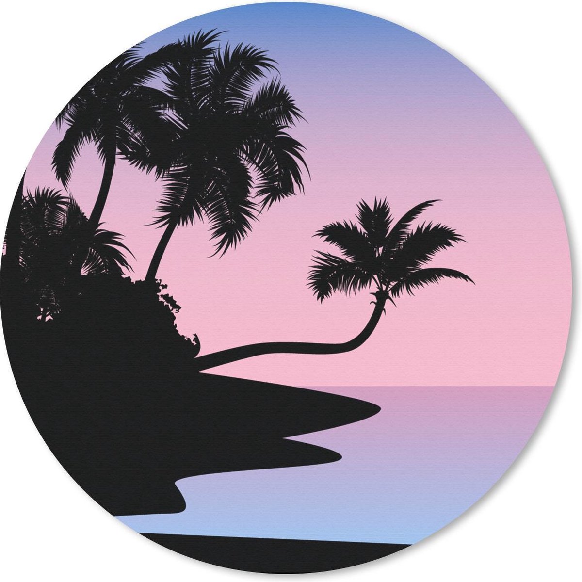 Muismat rond 40x40 cm - Mousepad Palmboom - Strand - Schaduw - Ronde muismatten