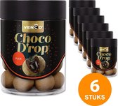Venco Choco Drop Puur 6 potten à 146 g Snoep - dropchocolade - Cadeau chocolade