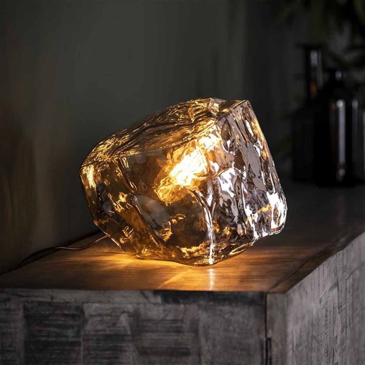 Industriële tafellamp Rocks chrome glas