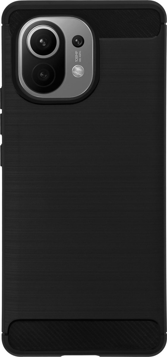BMAX Carbon soft case hoesje geschikt voor Xiaomi Mi 11 - Soft cover - Telefoonhoesje - Beschermhoesje - Telefoonbescherming - Zwart