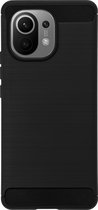 BMAX Carbon soft case hoesje voor Xiaomi Mi 11 - Soft cover - Telefoonhoesje - Beschermhoesje - Telefoonbescherming - Zwart