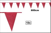 12x Vlaggenlijn glitter rood 600cm - vlaglijn themafeest festival party verjaardag fun