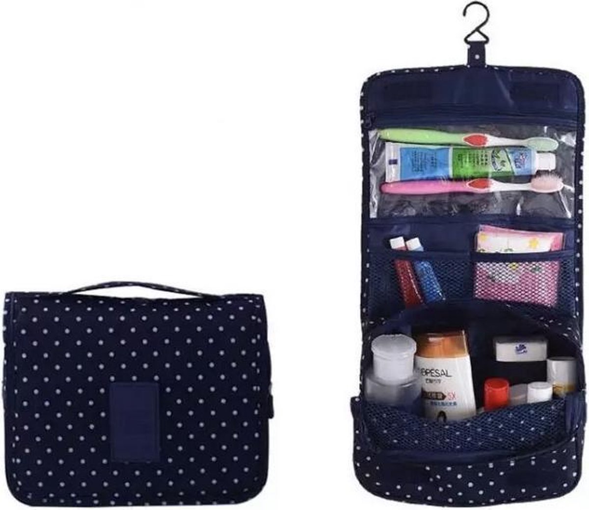 homchen Hangende toilettas, reisset voor mannen en vrouwen, upgrade grote capaciteit waszak make-up tas met 4 vakken, opvouwbaar compact formaat, Grijs Blad, M