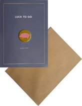 Geluksmuntje Lucky Pig met Wenskaart en Envelop | Lucky Coin | Geluksvarken | Luck to Go | Geluksbrenger | Veel Geluk, Welvaart & Vruchtbaarheid