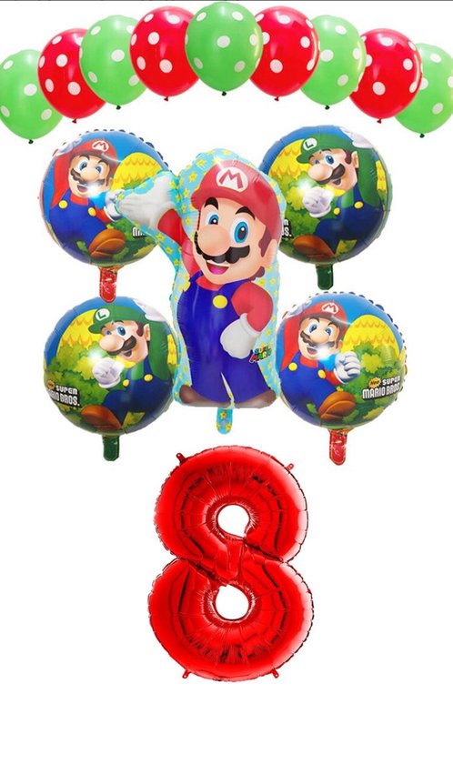Super Mario - Luigi - ballon set - thema - ballonnen - 8 jaar