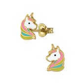 Joy|S - Zilveren gekleurde eenhoorn oorbellen - unicorn oorknoppen - 14k goudplating