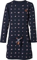 Meisjes jurk Marine met ankers/hartjes/zeearenden lange mouwen | Maat 116/ 6Y