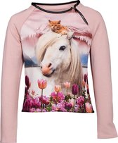 Meisjes trui paarden/poes roze | Maat 152/12Y