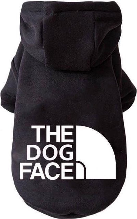 Honden Hoodie - The Dog Face - 6 kg Hond - Hondenjas met Capuchon - Hondenkleding - Hondentrui met Capuchon - Zwart