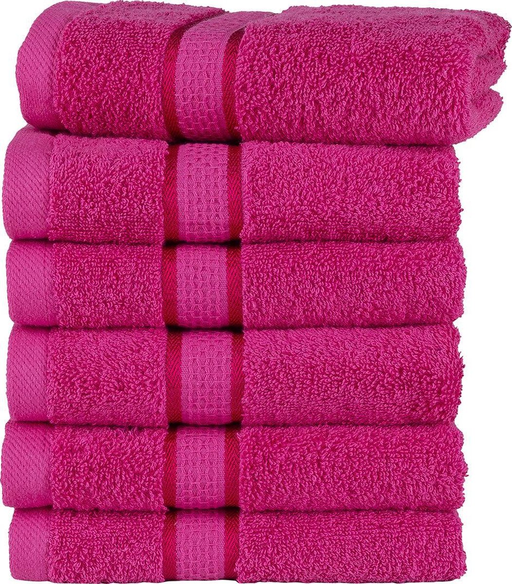 Homéé gastdoeken Ruche fuschsia 30x50cm gekamde katoen 550g. m² 6 stuks